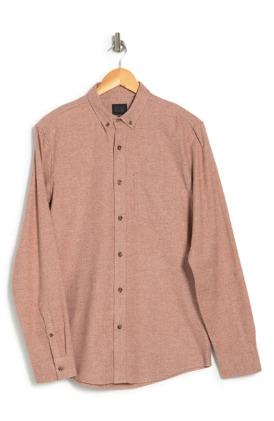 14th & Union Grindle Long Sleeve Trim Fit Shirt In Brown Nutmeg- Ivory Grindle