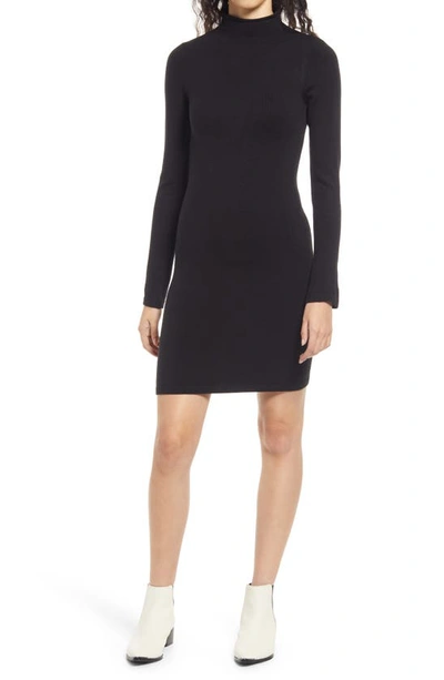 French Connection Babysoft Long Sleeve Mock Neck Knit Dress In Black