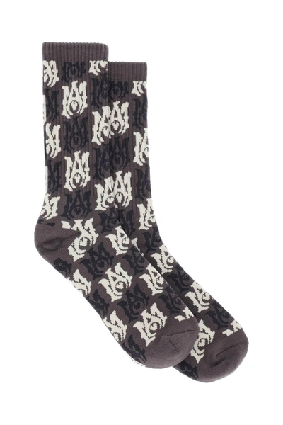 Amiri Socks With Ma Pattern In Grey