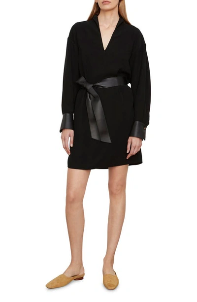 Vince Long Sleeve Recycled Wool Blend Dress In Black