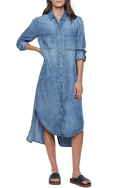 Wash Lab Denim Chill Out Shirtdress In Reverse Blue (finished Hem)