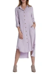 Wash Lab Denim Chill Out Shirtdress In Grey Lilac (fringe Hem)
