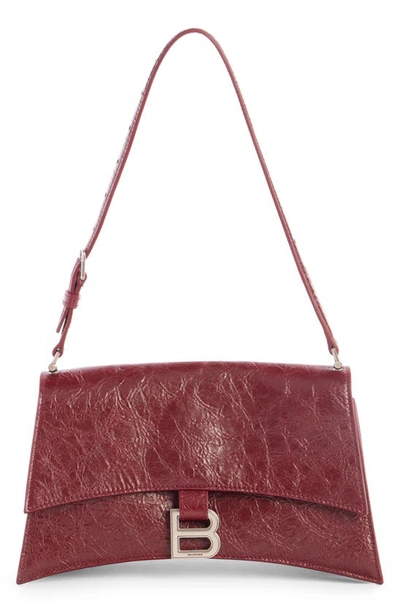 Balenciaga Crush Crushed Leather Shoulder Bag In Brick Red