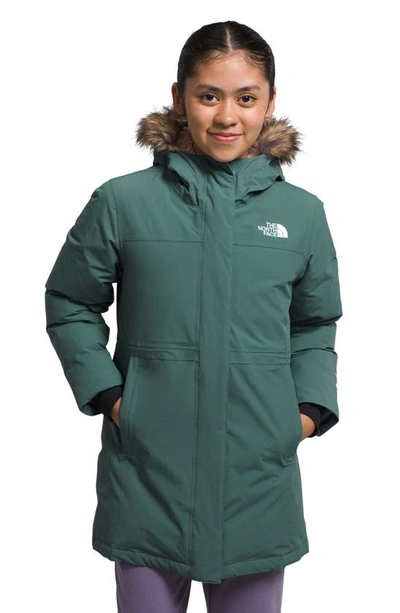The North Face Kids' Arctic Waterproof 600-fill Power Down Parka In Dark Green