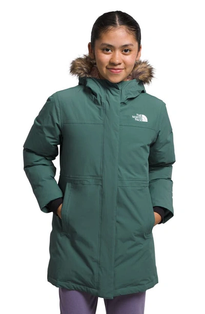 The North Face Kids' Arctic Waterproof 600-fill Power Down Parka In Dark Sage
