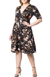 Kiyonna Gabriella Print Jersey A-line Dress In Midnight Garden