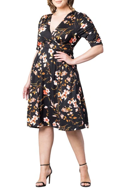 Kiyonna Gabriella Print Jersey A-line Dress In Midnight Garden