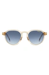 Carrera Eyewear 50mm Round Sunglasses In Beige/ Blue Shaded