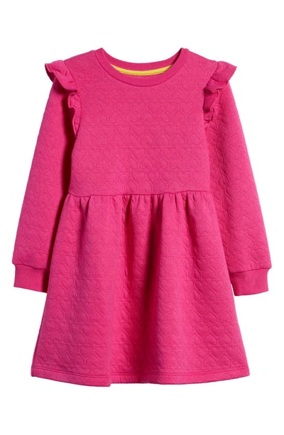 Mini Boden Kids' Quilted Heart Long Sleeve Dress In Phlox Pink | ModeSens