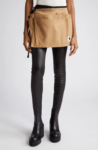 Sacai Carhartt Wip Apron Wrap Miniskirt In Beige | ModeSens