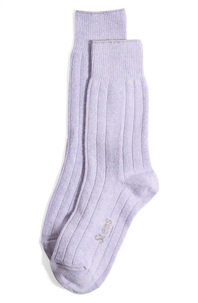 Stems Luxe Merino Wool Blend Crew Socks In Periwinkle