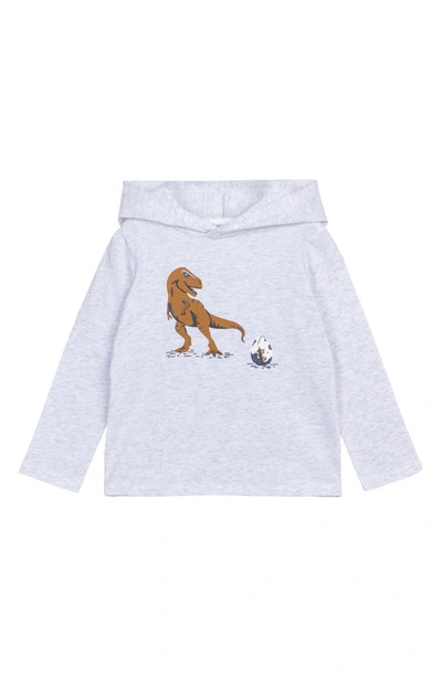 Miles Baby Kids' Miles Rex Stretch Organic Cotton Graphic Hoodie In Light Heather Grey