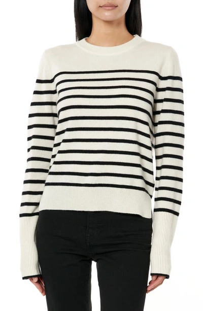 La Ligne Lean Lines Stripe Cashmere Sweater In Cream / Black