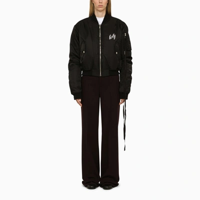 Ann Demeulemeester Black Cropped Nylon Bomber Jacket