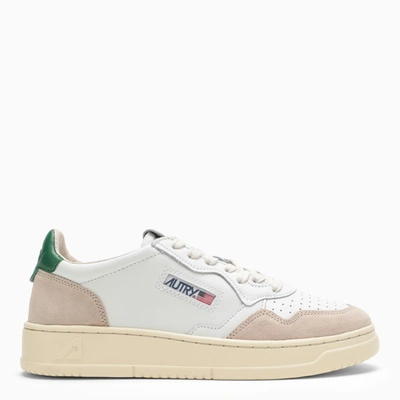 Autry Medalist Sneakers In White/green Leather And Suede