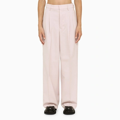 Ami Alexandre Mattiussi Powder Wool Wide Trousers In Pink