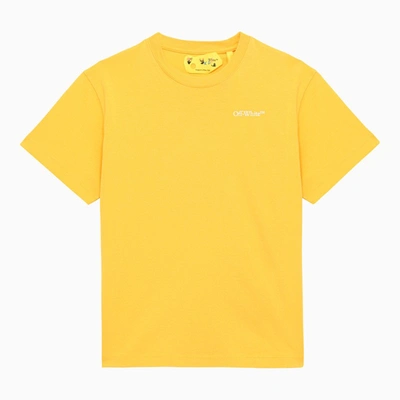 Off-white Kids' Ochre Cotton Crew-neck T-shirt In Yellow