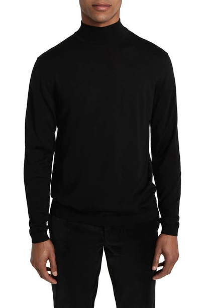 Jack Victor Beaudry Mock Neck Wool Blend Sweater In Black