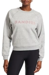 Bandier Logo Crewneck Sweatshirt In Heather Ash/ Virtual Pink