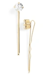 L Erickson Little Gem Set Of 2 Swarovski Crystal Bobby Pins In Crystal/ Gold