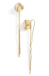 L Erickson Little Gem Set Of 2 Swarovski Crystal Bobby Pins In Golden Shadow/ Gold