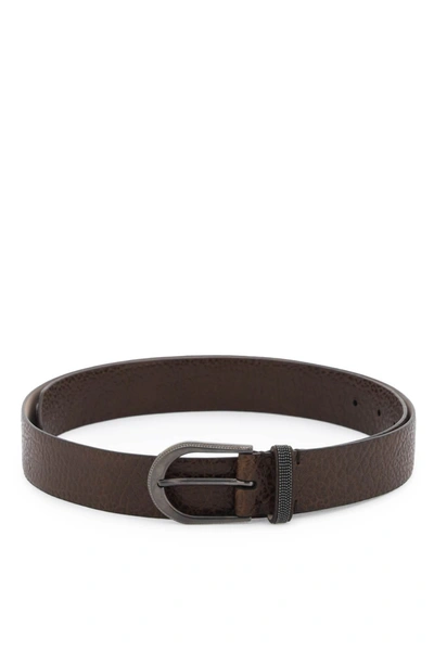 Brunello Cucinelli Leather Belt With Detailed Buckle In Brown
