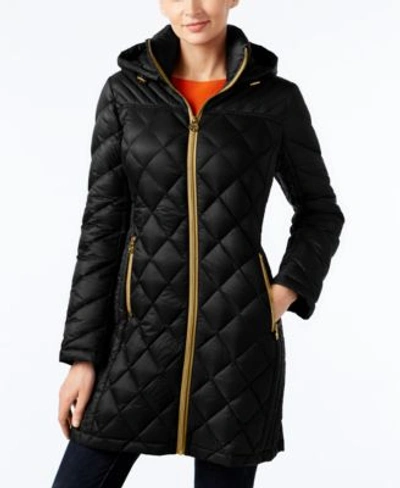 Michael Kors Michael Hooded Packable Down Diamond Quilted Puffer Coat In  Black | ModeSens