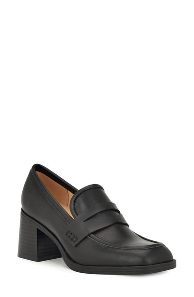Nine West Anessia Block Heel Penny Loafer In Black