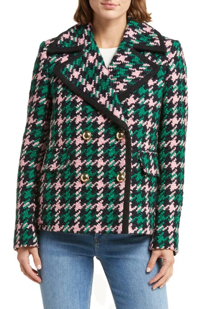 Kate Spade Framed Plaid Peacoat In Houndstooth