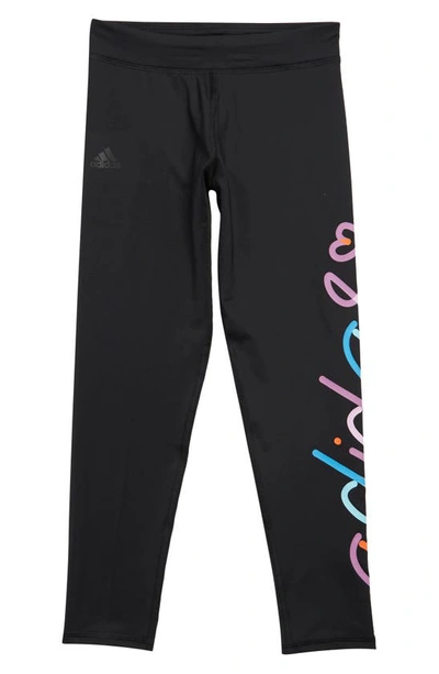 Adidas Originals Adidas Kids' Graphic Script Logo Print Leggings In Black