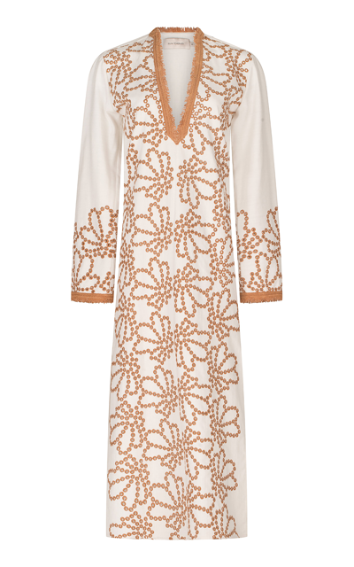 Silvia Tcherassi Bernice Embroidered Cotton-blend Tunic Dress In White Cacao Eyele