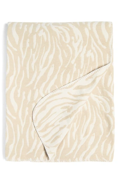 Envogue Mink Stripe Woven Blanket In Ivory
