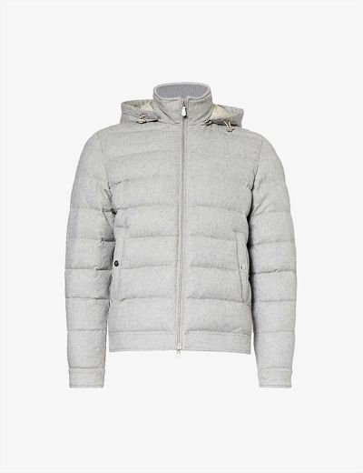 Eleventy Hooded Zip-up Padded Jacket In Grey