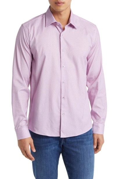 Stone Rose Microdot Button-up Shirt In Lavender