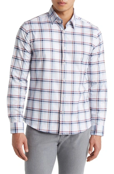 Stone Rose Dry Touch® Plaid Performance Button-up Shirt In White