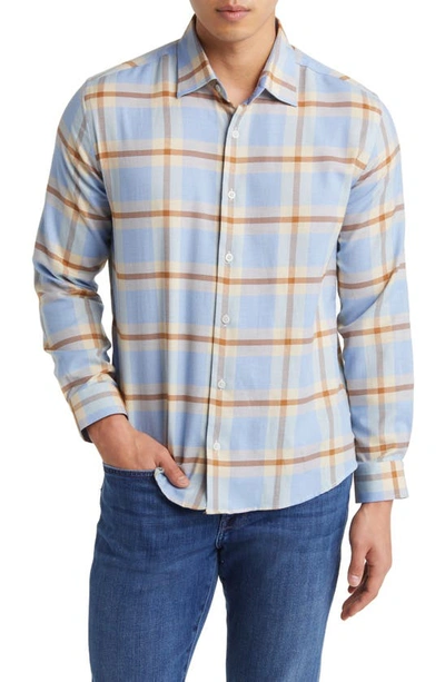Stone Rose Tartan Plaid Dry Touch® Performance Button-up Shirt In Light Blue