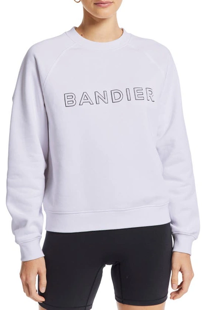 Bandier Logo Crewneck Sweatshirt In White/ Black