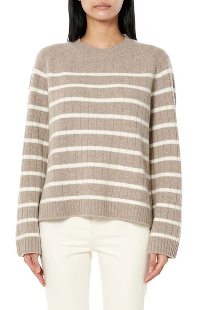 La Ligne Stripe Wool & Cashmere Crewneck Sweater In Cream