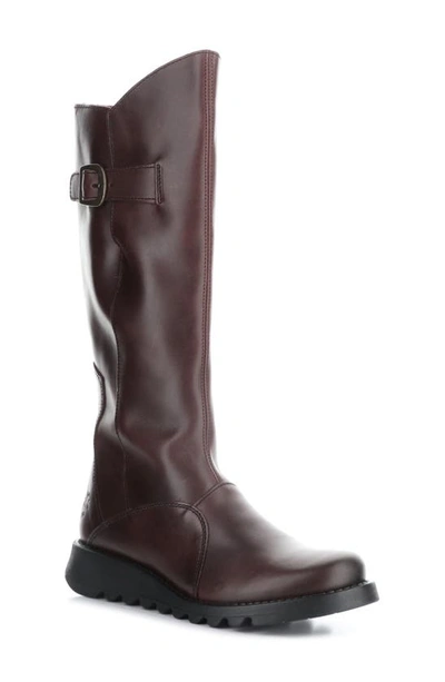 Fly London Mol Wedge Boot In 025 Wine