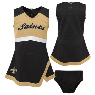 Outerstuff Kids' Girls Toddler Black New Orleans Saints Cheer Captain Dress With Bloomers