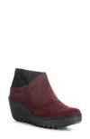 Fly London Yego Wedge Bootie In 011 Wine/ Black