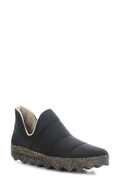 Asportuguesas By Fly London Crus Quilted Slip-on Trainer In Black Nylon