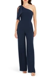 Dress The Population Tiffany One-shoulder Jumpsuit In Midnight Blue