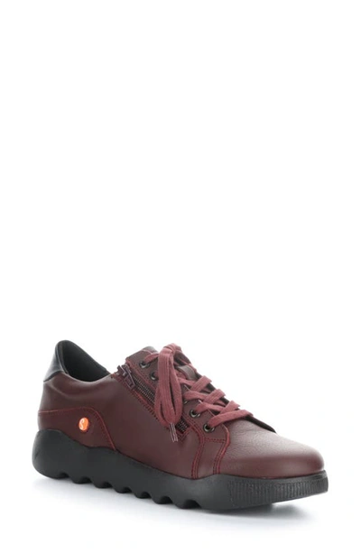 Softinos By Fly London Whiz Sneaker In Dk Red/ Black Smooth Leather