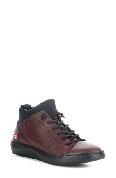 Softinos By Fly London Biel Trainer In Dk Red/ Black Smooth Leather