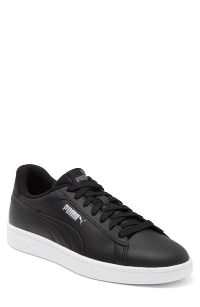 Puma Smash 3.0 Low Top Sneaker In  Black- Black-white