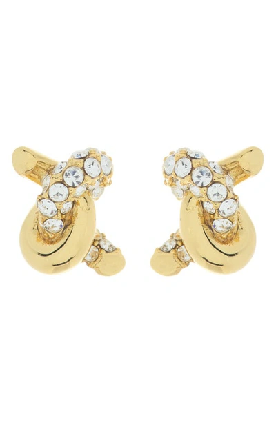 Covet Pavé Crystal Knot Stud Earrings In Gold