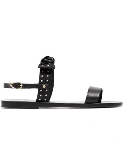 Ancient Greek Sandals Clio Bow Polka-dot Sandals In Black