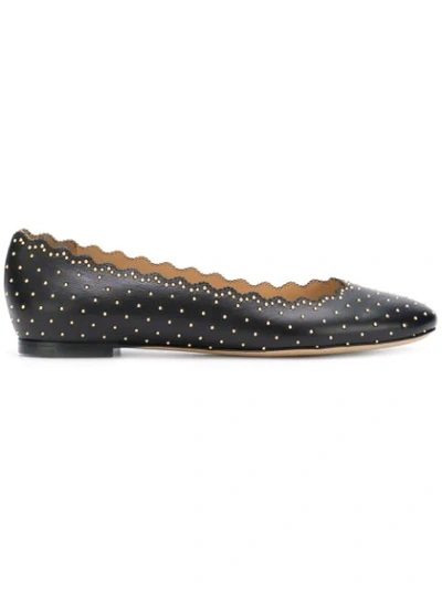 Chloé Lauren Studded Ballerina Shoes In Black