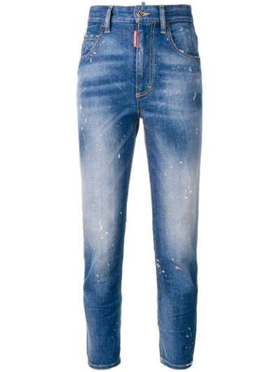 Dsquared2 High Waist Cropped Twiggy Jeans - Blue